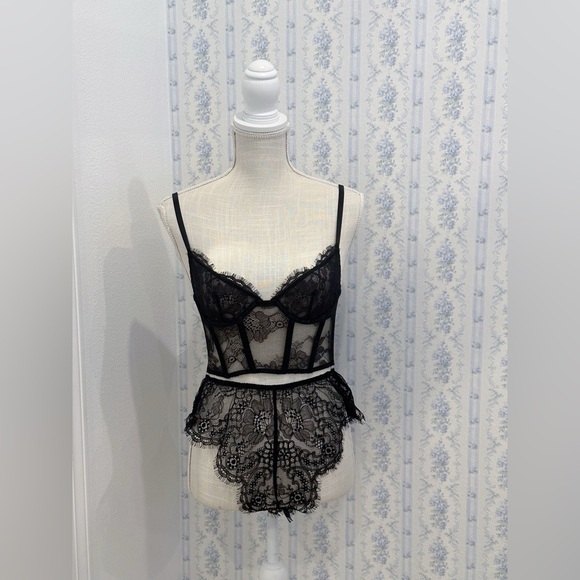 Victoria's Secret Other - Victoria’s Secret vintage inspired black bustier and undies set